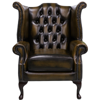 Product photograph of Chesterfield High Back Wing Chair Antique Tan Leather In Queen Anne Style from Chesterfield Sofas