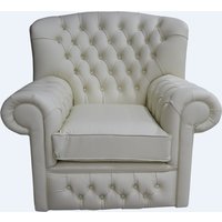Product photograph of Chesterfield High Back Wing Chair Cottonseed Cream Leather Bespoke In Monks Style from Chesterfield Sofas