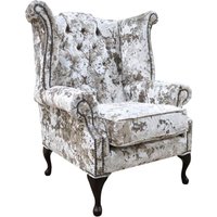 Product photograph of Chesterfield High Back Wing Chair Lustro Moonlight Velvet In Queen Anne Style from Chesterfield Sofas