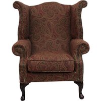 Product photograph of Chesterfield High Back Wing Chair Mac Claret Wool Bespoke In Queen Anne Style from Chesterfield Sofas