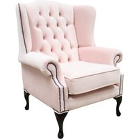 Product photograph of Chesterfield High Back Wing Chair Passion Powder Pink Velvet In Mallory Style from Chesterfield Sofas