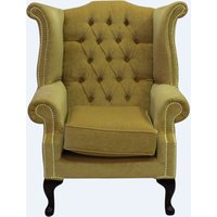 Product photograph of Chesterfield High Back Wing Chair Pimlico Corn Fabric In Queen Anne Style from Chesterfield Sofas