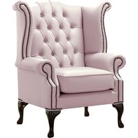 Product photograph of Chesterfield High Back Wing Chair Shelly Blossom Leather Bespoke In Queen Anne Style from Chesterfield Sofas