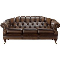 Product photograph of Chesterfield 3 Seater Antique Autumn Tan Leather Sofa Settee Custom Made In Victoria Style from Chesterfield Sofas