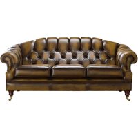 Product photograph of Chesterfield 3 Seater Sofa Settee Antique Gold Leather In Victoria Style from Chesterfield Sofas