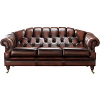 Product photograph of Chesterfield 3 Seater Antique Light Rust Leather Sofa Settee Bespoke In Victoria Style from Chesterfield Sofas
