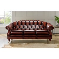 Product photograph of Chesterfield 3 Seater Sofa Settee Antique Rust Leather In Victoria Style from Chesterfield Sofas