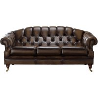 Product photograph of Chesterfield 3 Seater Antique Brown Leather Sofa Settee In Victoria Style from Chesterfield Sofas