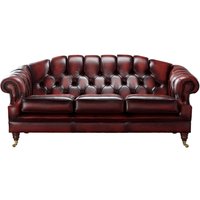 Product photograph of Chesterfield 3 Seater Sofa Settee Antique Oxblood Red Real Leather In Victoria Style from Chesterfield Sofas