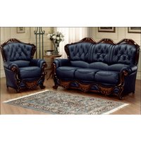 Product photograph of Dante Custom Made 3 Seater Armchair Sofa Suite Italian Blue Real Leather from Chesterfield Sofas