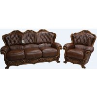 Product photograph of Dante Handmade 3 Seater Armchair Sofa Suite Italian Tabak Brown Real Leather from Chesterfield Sofas