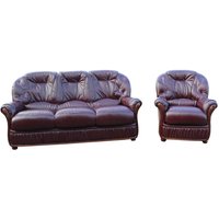 Product photograph of Debora Handmade 3 Seater Armchair Sofa Suite Genuine Italian Burgundy Red Leather from Chesterfield Sofas