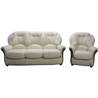 Product photograph of Debora Handmade 3 Seater Armchair Sofa Suite Genuine Italian Cream Real Leather from Chesterfield Sofas