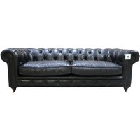Product photograph of Earle Grande Chesterfield 3 Seater Vintage Black Real Leather Sofa from Chesterfield Sofas