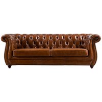 Product photograph of Edmund Chesterfield 3 Seater Sofa Settee Buttoned Vintage Distressed Tan Real Leather from Chesterfield Sofas