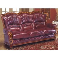 Product photograph of Incas Handmade 3 Seater Sofa Settee Italian Burgundy Real Leather from Chesterfield Sofas