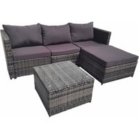 Product photograph of Lovisa 3 Seater Grey Rattan Garden Sofa Set With Large Stool And Coffee Table from Chesterfield Sofas