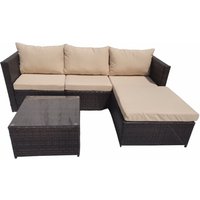 Product photograph of Lovisa 3 Seater Rattan Brown Beige Garden Sofa Set With Large Stool And Coffee Table from Chesterfield Sofas