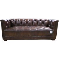 Product photograph of Spitfire Chesterfield 3 Seater Sofa Aluminium Vintage Brown Distressed Real Leather In Stock from Chesterfield Sofas