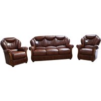 Product photograph of Turin Handmade 3 Seater Armchair Armchair Sofa Suite Italian Tabak Brown Real Leather from Chesterfield Sofas