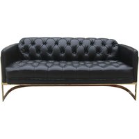 Product photograph of Vintage Black 3 Seater Sofa Metal Frame Chesterfield Buttoned Distressed Real Leather from Chesterfield Sofas