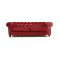 Product photograph of Vintage Chesterfield 3 Seater Distressed Rouge Red Leather Sofa from Chesterfield Sofas