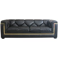 Product photograph of Vintage Gatsby 3 Seater Nappa Black Real Leather Sofa from Chesterfield Sofas