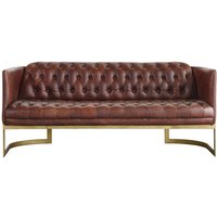 Product photograph of Vintage Metal Frame 3 Seater Sofa Chesterfield Buttoned Distressed Real Leather from Chesterfield Sofas