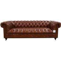 Product photograph of Vintage Trafalgar Chesterfield 3 Seater Sofa Buttoned Tan Distressed Real Leather from Chesterfield Sofas