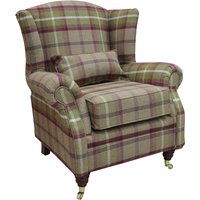 Product photograph of Wing Chair Original Fireside High Back Armchair P Amp S Balmoral Heather Check Real Fabric from Chesterfield Sofas