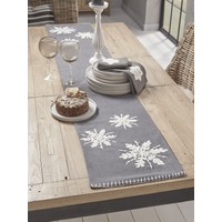 Product photograph of Embroidered Snowflake Table Runner from Cox and Cox