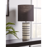 Product photograph of Black Stripes Ceramic Table Lamp from Cox and Cox