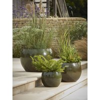 Product photograph of Three Glazed Olive Bowl Planters from Cox and Cox