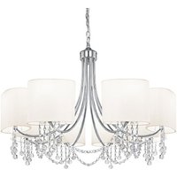 Product photograph of Multi Arm Chrome With White Fabric Shades Ceiling Light from Furniture in Fashion