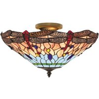 Product photograph of Dragonfly Tiffany Semi Flush Ceiling Light from Furniture in Fashion