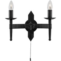 Product photograph of Cartwheel Double Light Matt Black Wall Lamp from Furniture in Fashion