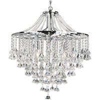 Product photograph of Dorchester 5 Lamp Chrome Ceiling Light With Crystal Buttons from Furniture in Fashion