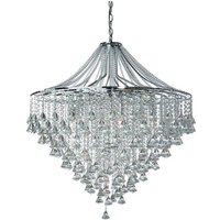 Product photograph of Dorchester 7 Lamp Chrome Ceiling Light With Crystal Buttons from Furniture in Fashion