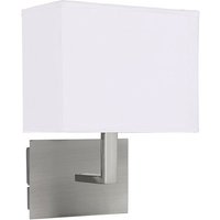 Product photograph of Satin Silver Wall Light With White Rectangular Fabric Shade from Furniture in Fashion