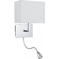 Product photograph of Dual Arm Chrome Wall Lamp With Oblong Fabric Shade from Furniture in Fashion