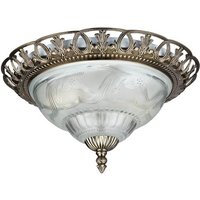 Product photograph of Antique Brass Flush Ceiling Light With Clear And Frosted Glass from Furniture in Fashion