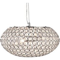 Product photograph of Chantilly 3 Lamp Chrome Oval Pendant With Clear Crystal Buttons from Furniture in Fashion