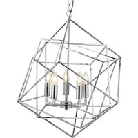 Product photograph of Cube Geometric Frame Pendant Lamp In Chrome Finish from Furniture in Fashion