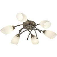 Product photograph of Opera Opal Glass Shades Six Celing Light In Antique Brass from Furniture in Fashion