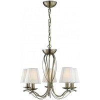 Product photograph of Andretti Antique Brass Five Light Fitting With Cream Shades from Furniture in Fashion