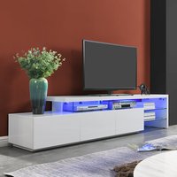 Product photograph of Alanis High Gloss Tv Stand With Storage In White And Led Lights from Furniture in Fashion