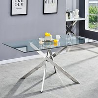 Product photograph of Daytona Large Clear Glass Dining Table With Chrome Legs from Furniture in Fashion