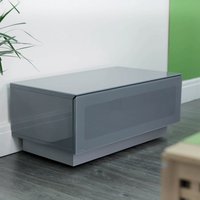 Product photograph of Elements Wooden Tv Stand With Glass Door In Grey from Furniture in Fashion