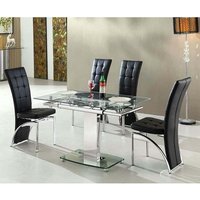 Product photograph of Enke Extending Glass Dining Table With 4 Ravenna Black Chairs from Furniture in Fashion