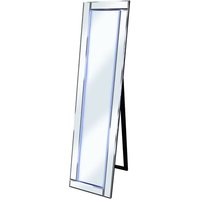 Product photograph of Bevelled Silver Cheval Freestanding Mirror With White Led Light from Furniture in Fashion